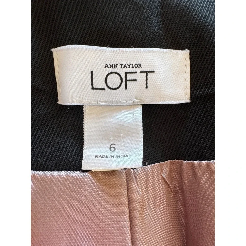 LOFT Womens Black Wool Blend Stretch‎ Blazer Size 6 Tailored Workwear Office